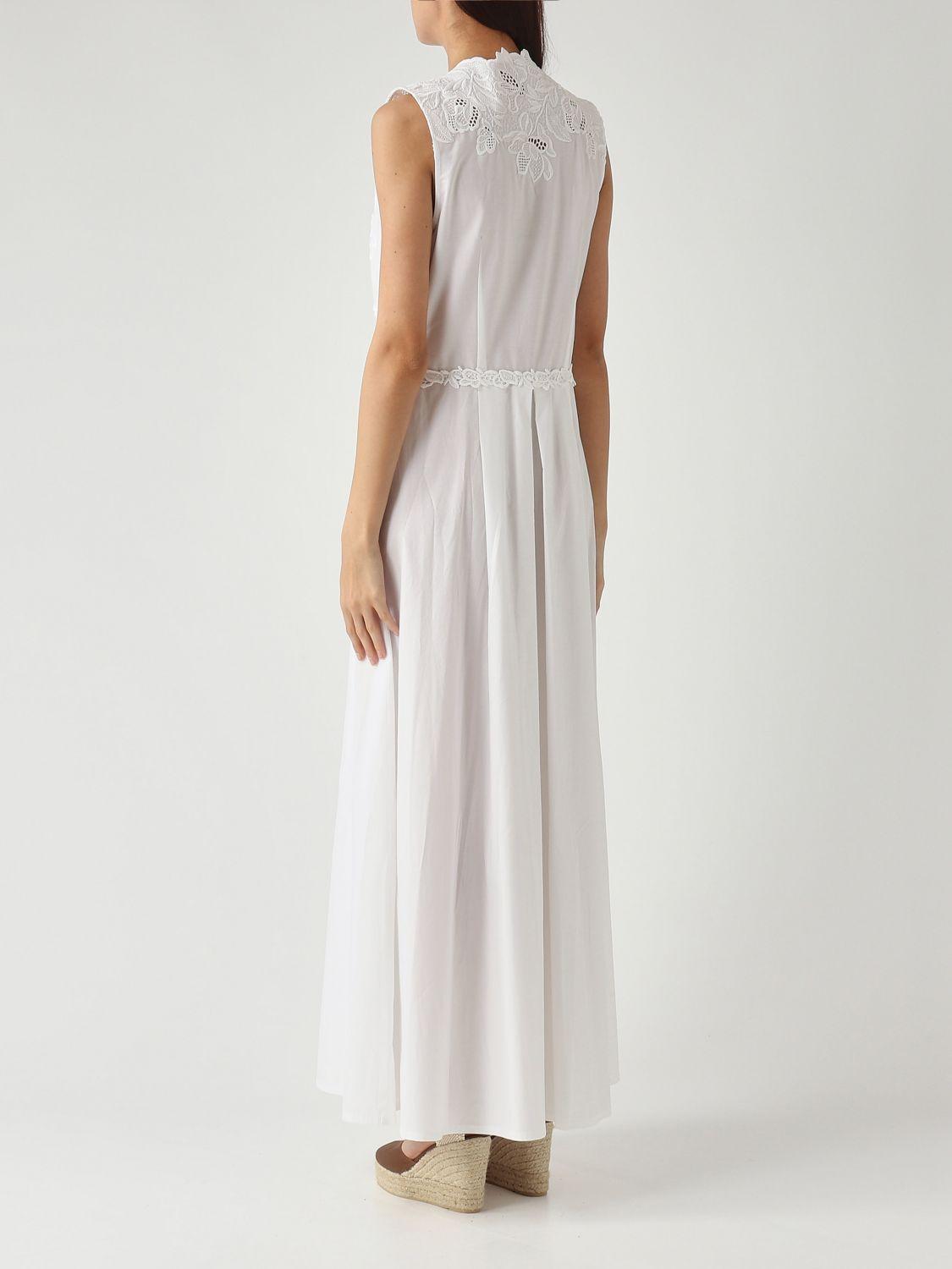 ermanno scervino cotton blend lace long dress ERMANNO SCERVINO Cotton Blend Lace Long Dress Ermanno Scervino
