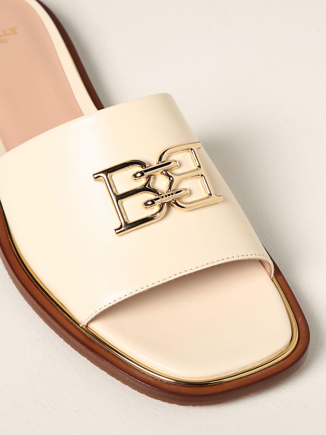 【関税&送料込】Bally Ivory Leather Eloise Slippers Bally Ivory Leather Eloise Slippers - Women - Pomelo Fashion