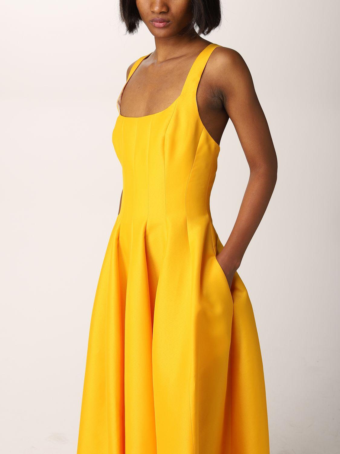 Philosophy Di Lorenzo Serafini Midi Dress With Pockets in Yellow | Lyst