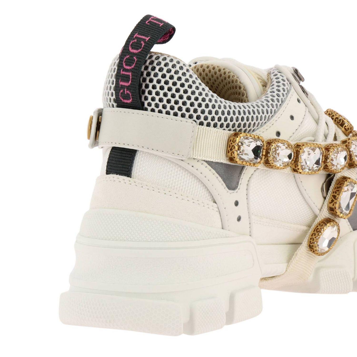 Gucci Flashtrek Running Lace Up Sneakers In Real Leather And Macro