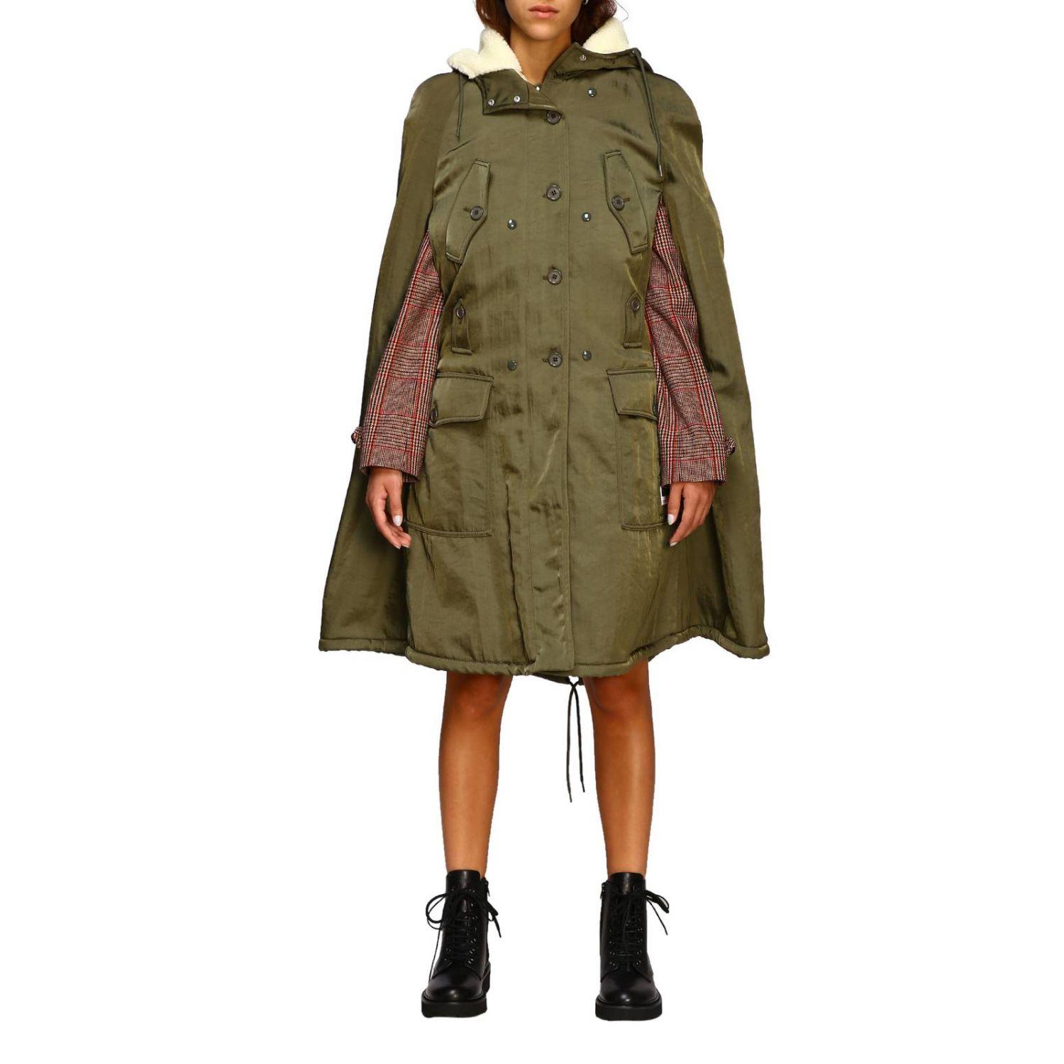Miu Miu Cape With Hood And Teddy Bear Interior in Military (Green) - Lyst