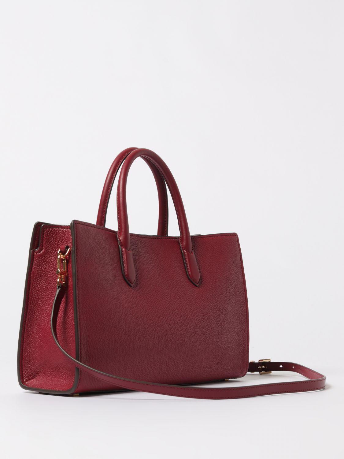 Leder Handtasche Michael Kors Tasche Rot Schwarz Michael Kors Lg