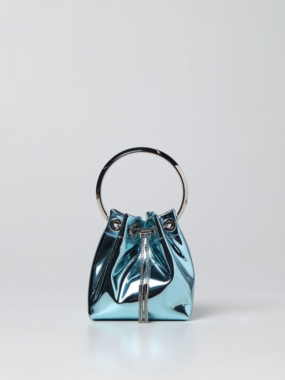 Jimmy Choo Bon Bon Mirror-effect Fabric Bag in Blue | Lyst