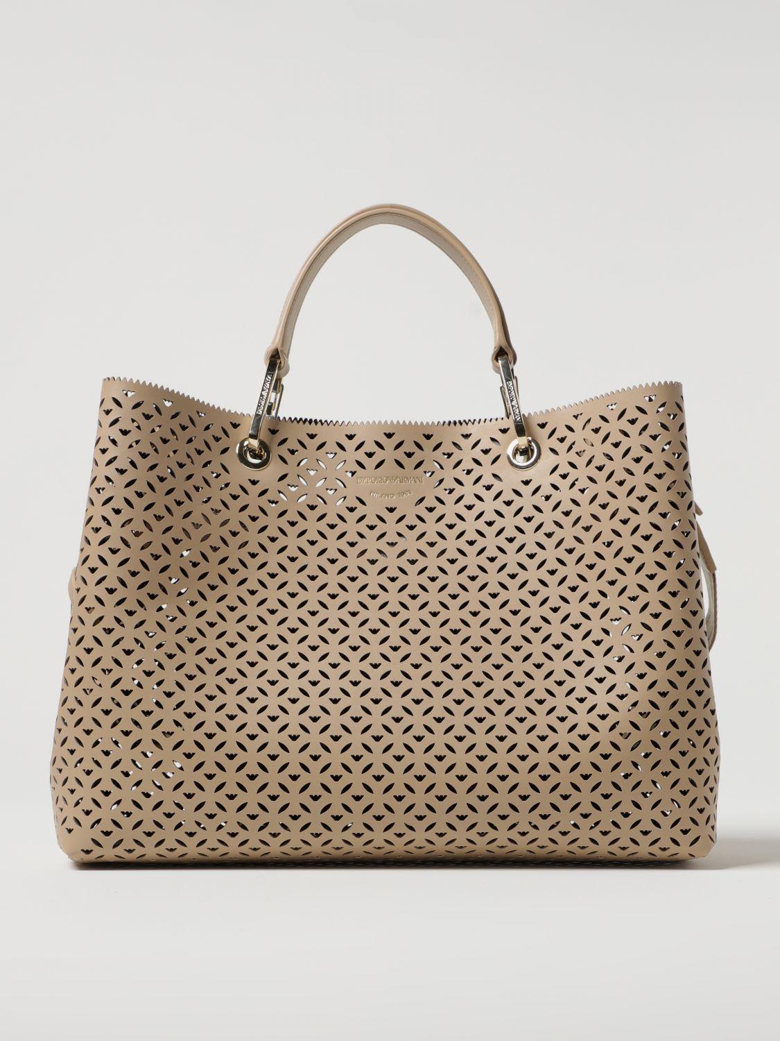 Emporio Armani Bag In Perforated Synthetic Leather in Natural | Lyst