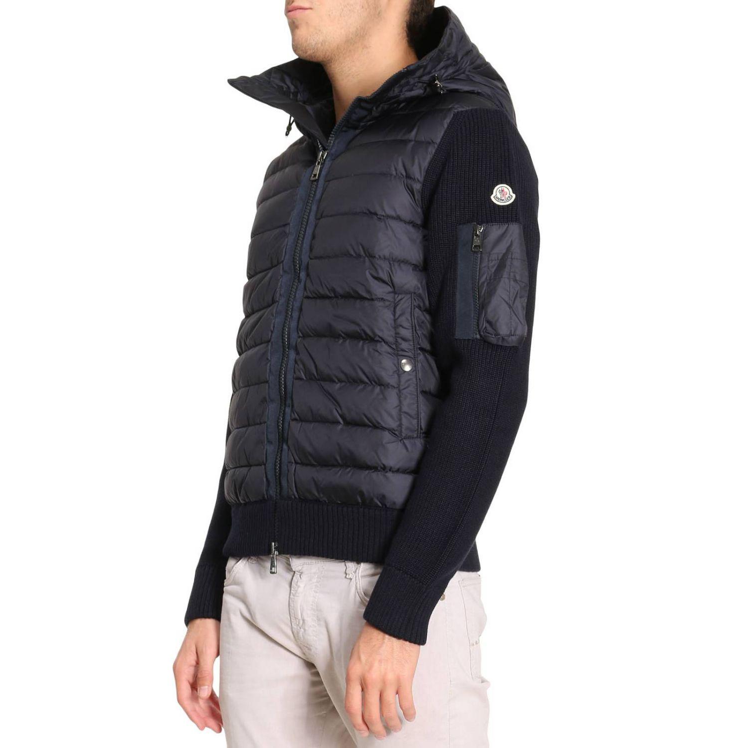 Moncler Wool Cardigan Men in Blue for Men Lyst