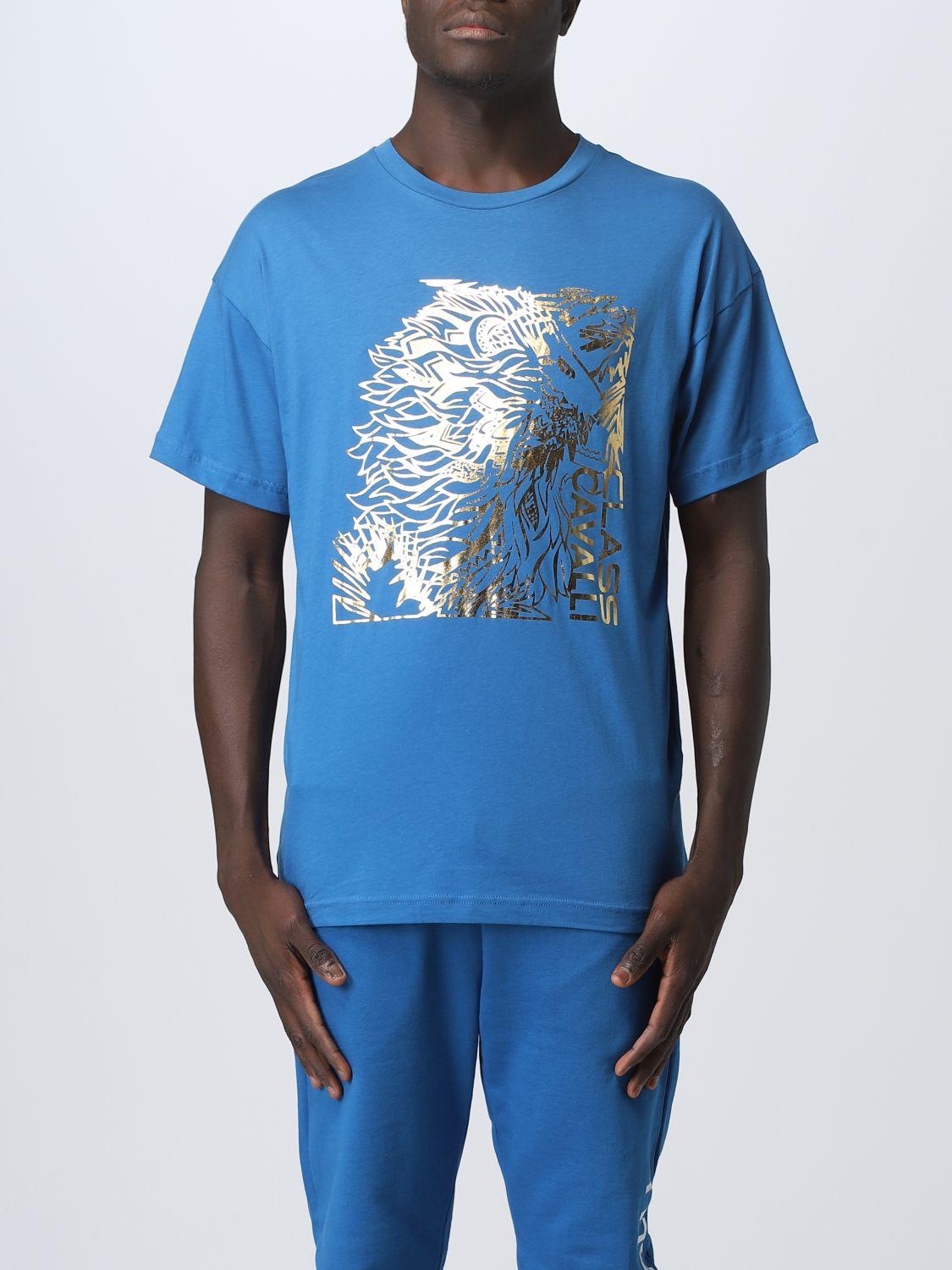 T-shirt in cotone da Uomo di Class Roberto Cavalli in Blu | Lyst