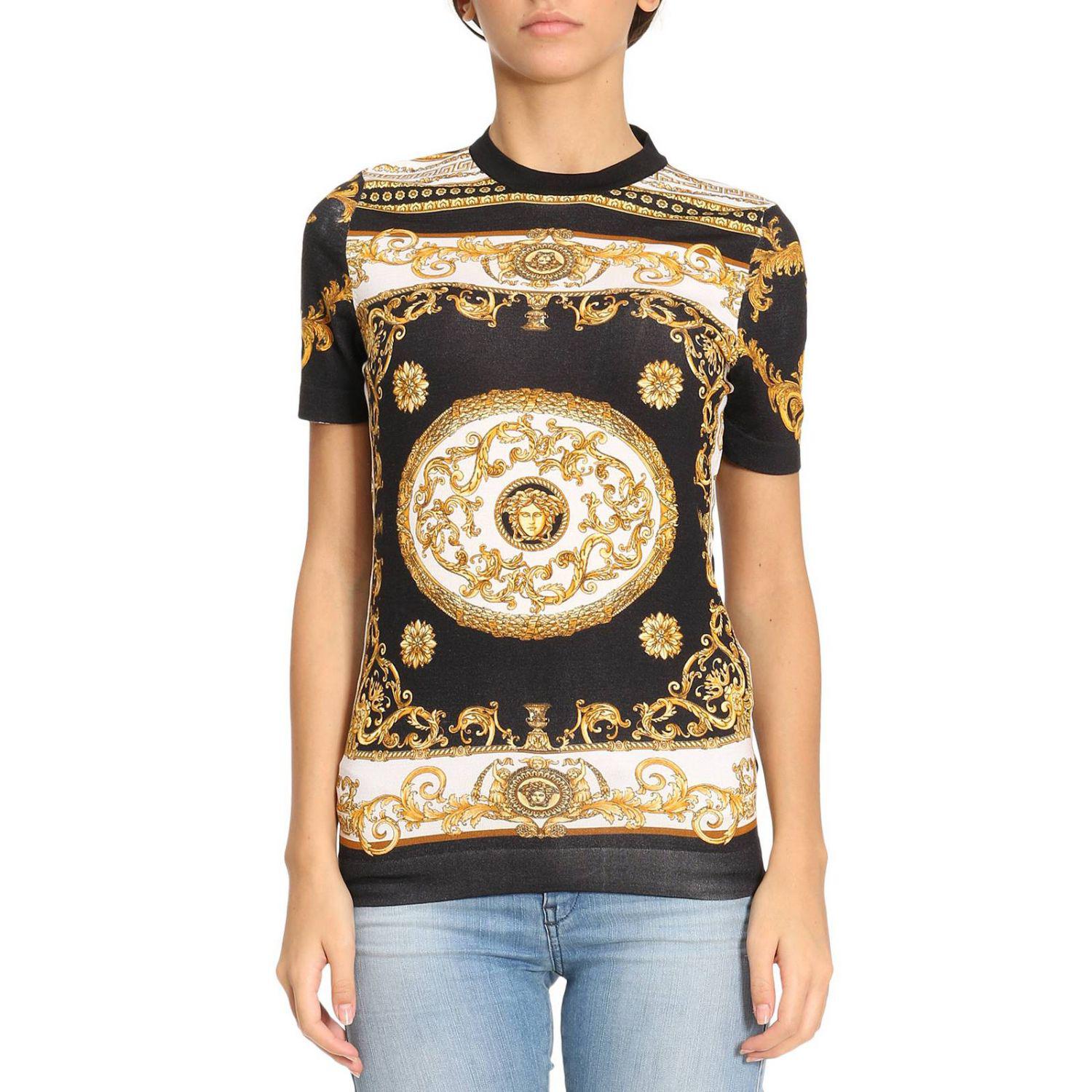 Versace Silk T-shirt Women in Gold (Metallic) | Lyst