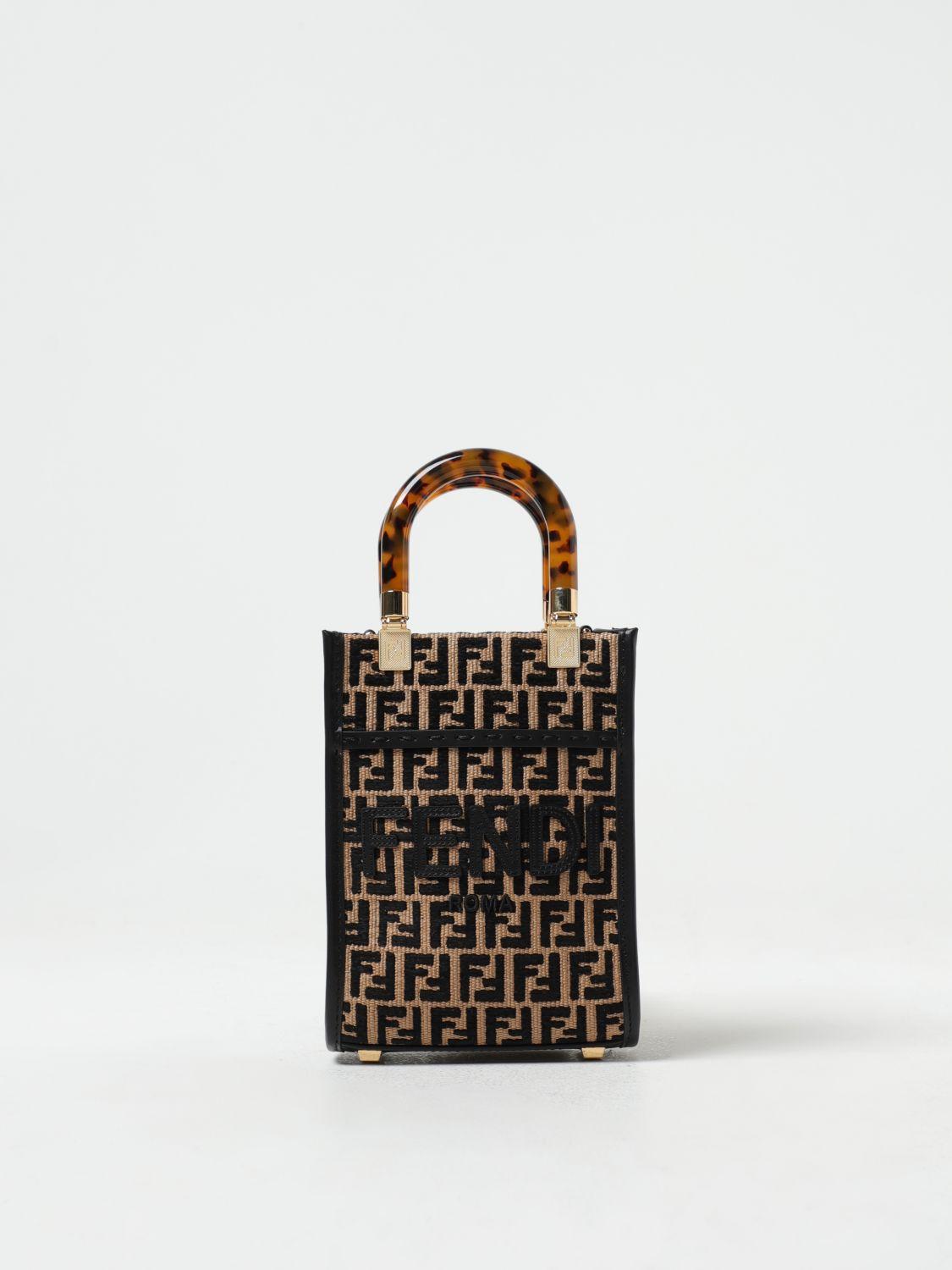 Fendi Sunshine Bag In Raffia With Ff Monogram Embroidered In