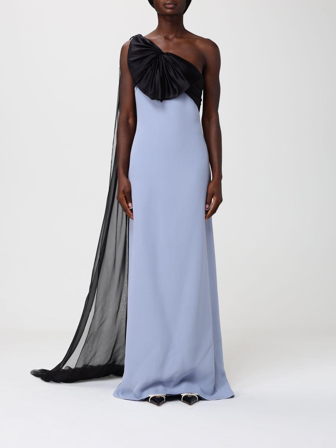 Valentino Long Silk Cady Dress With Stole in Blue | Lyst Valentino Long Silk Cady Dress With Stole in Blue | Lyst