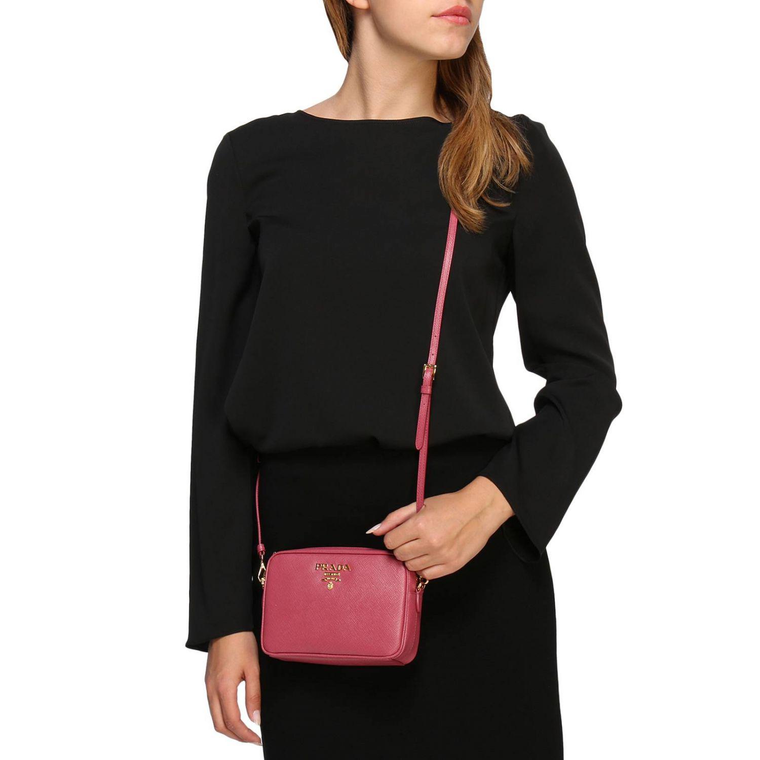 Prada Leather Mini Bag Shoulder Bag Women in Pink - Lyst