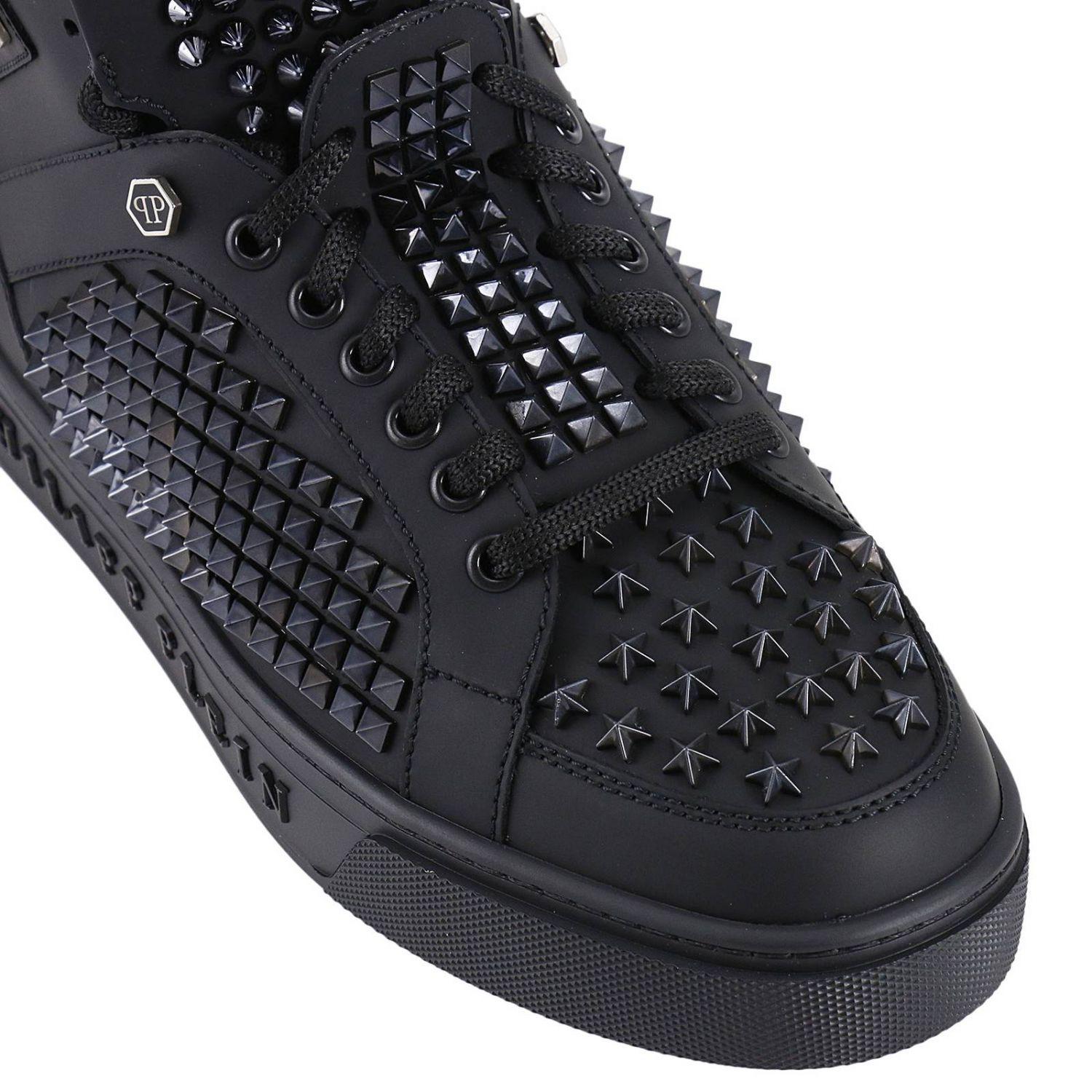 Philipp Plein Leather Sneakers Shoes Men in Black for Men