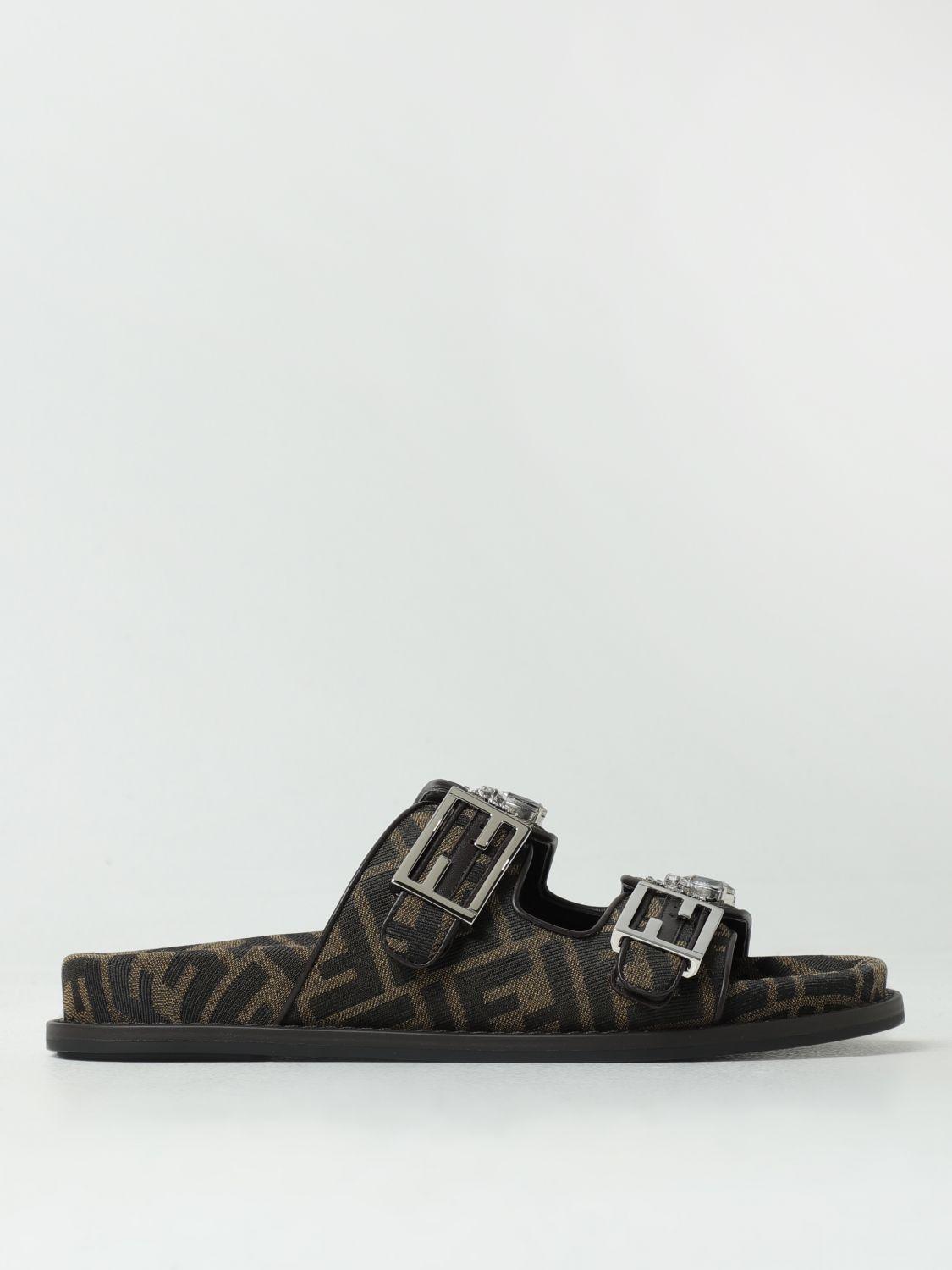Sandales plates Fendi en coloris Noir | Lyst