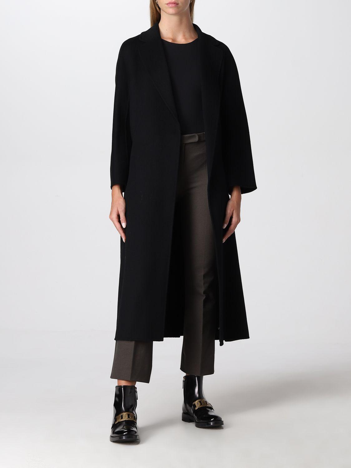 Max mara long black coat cheap