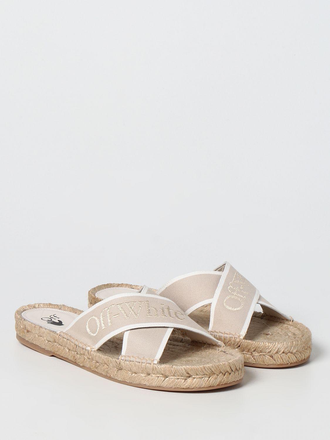 Womens Shoes Flats and flat shoes Espadrille shoes and sandals White Off-White c/o Virgil Abloh Leather Espadrilles in Beige 
