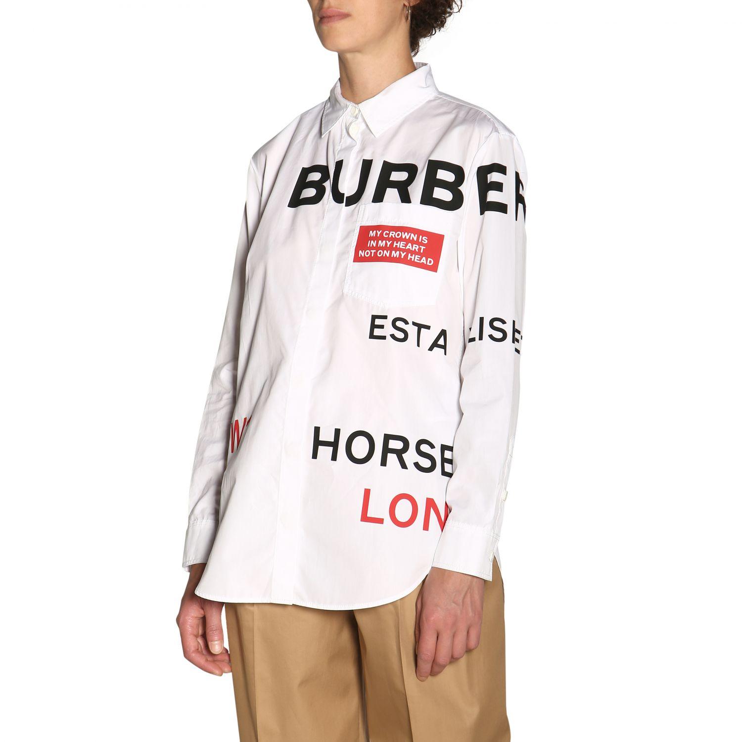 Giglio White Burberry Long Sleeve Shirt Burberry Godwit Horseferry