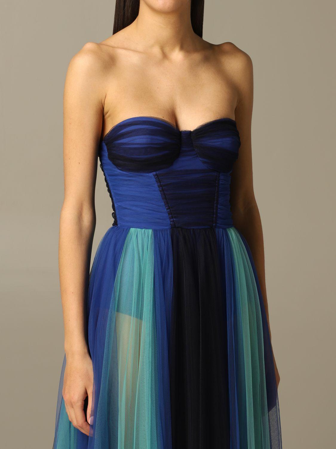 Elisabetta Franchi Tulle Dress in Blue - Lyst