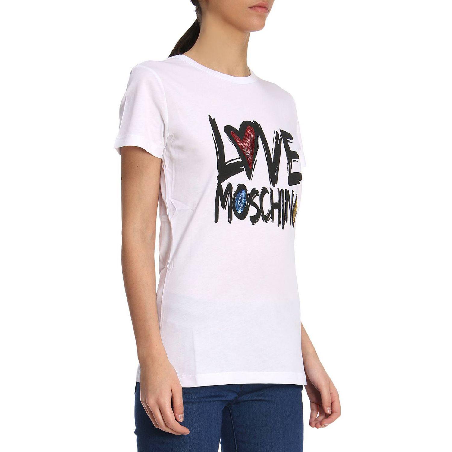 Love Moschino Cotton T-shirt Women in White - Lyst