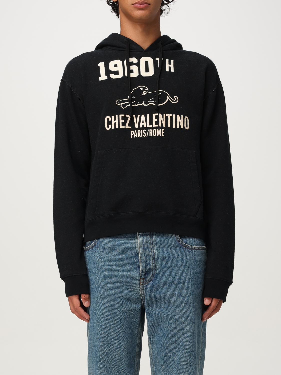 【VALENTINO】Chez Valentino Sweatshirt ブラック Valentino Logo-print Cotton-blend Sweatshirt in Black for