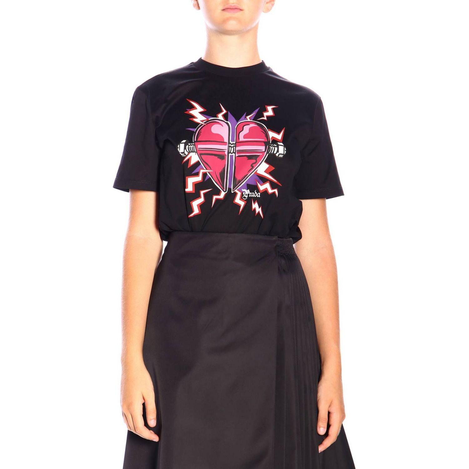 Prada Printed Cottonjersey Tshirt in Black Save 54 Lyst