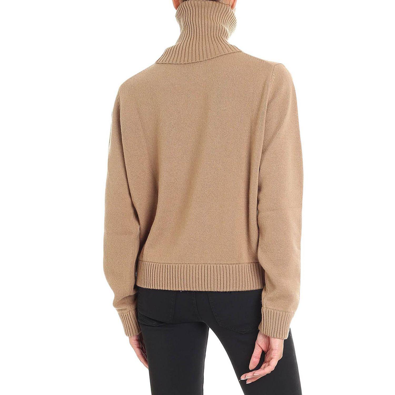 DSquared² Wool Camel Color Crop Turtleneck Sweater in Natural - Lyst