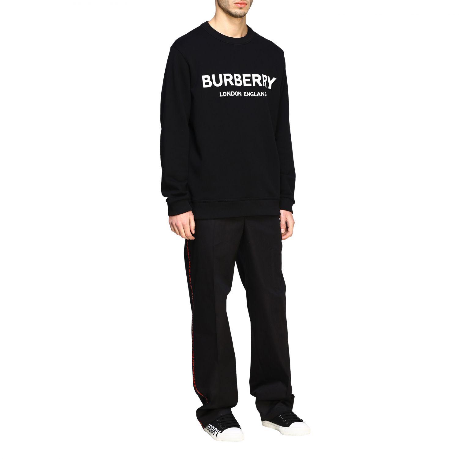 Burberry Crewneck Sweatshirt With Contrasting Logo in Black for Men - Lyst