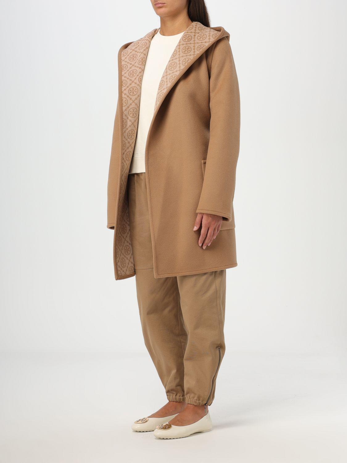 Tory Burch Monogram-jacquard Belted-waist Coat in Brown