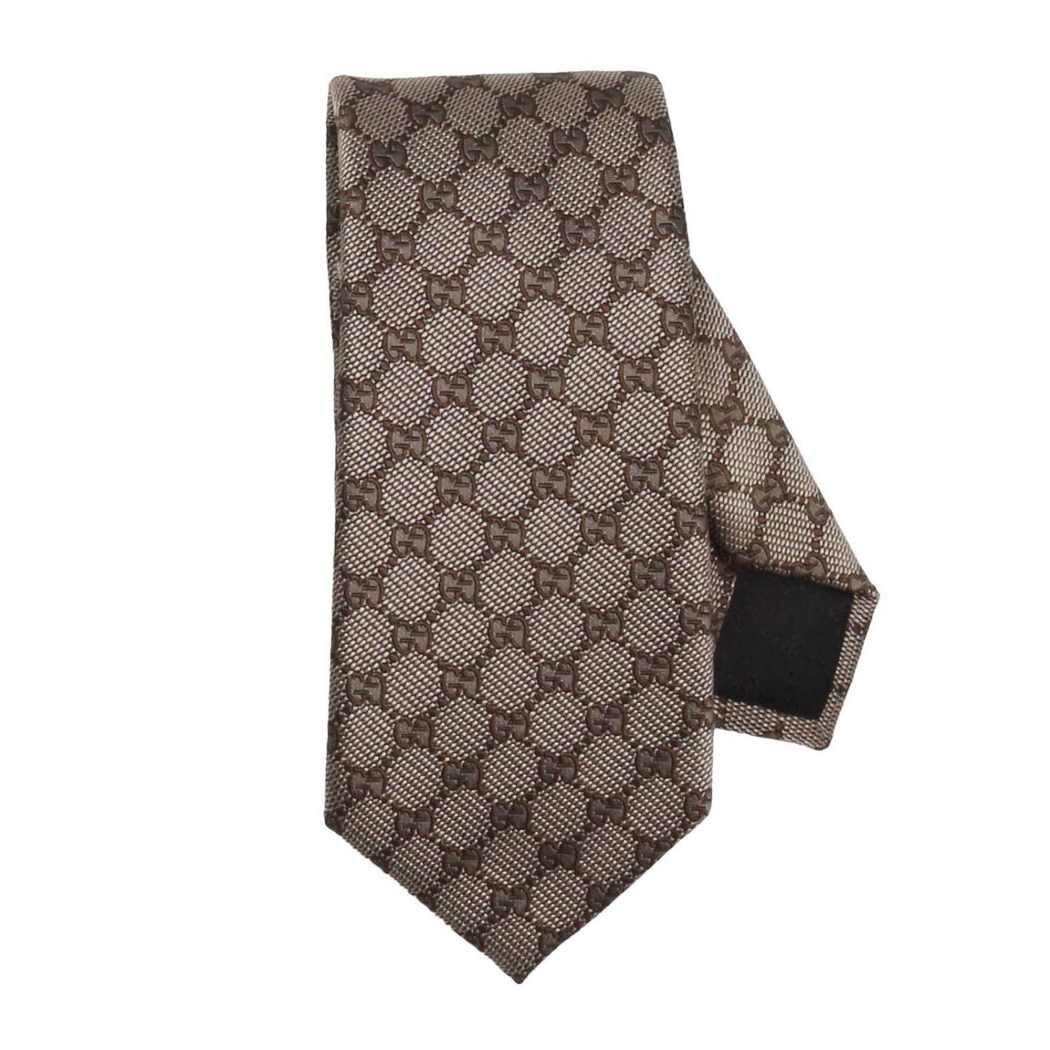 Gucci 7 Cm Pure Silk Tie With Classic Monogram in Beige (Natural) for