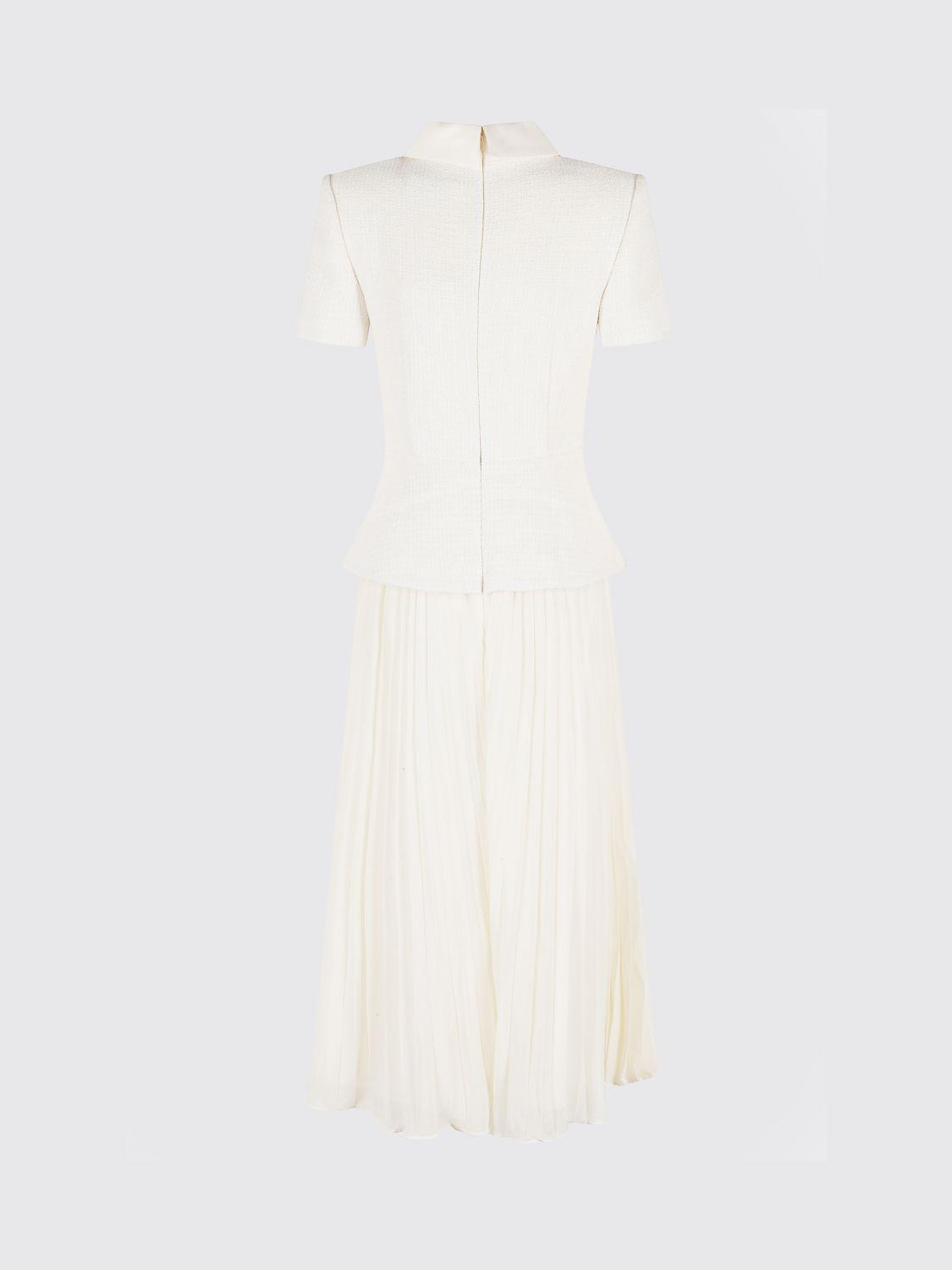 white christmas dresses Cream Tailored Bouclé And Chiffon Midi Dress – self-portrait main image 0