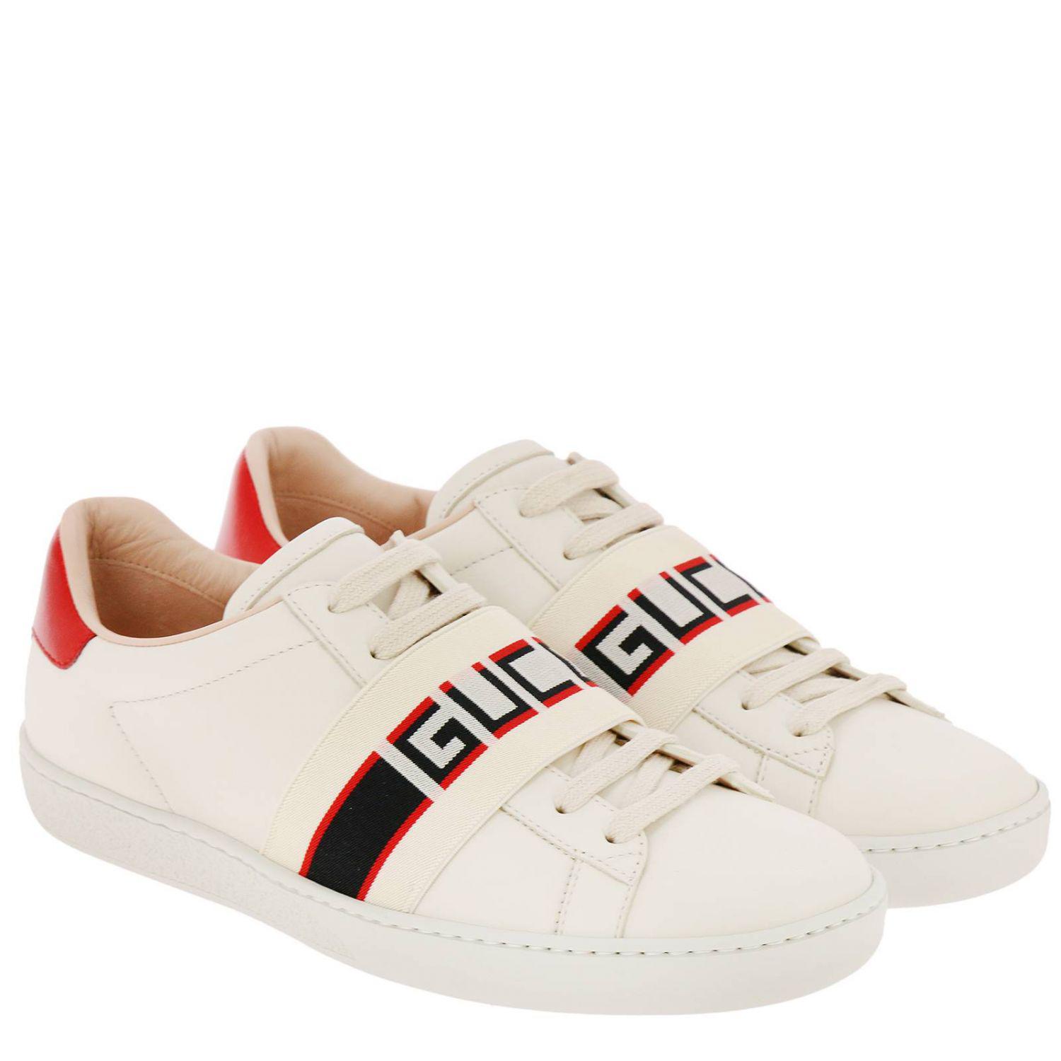 gucci white new ace elastic band sneakers