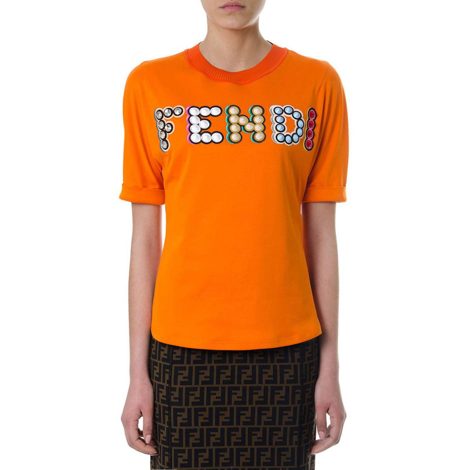 Fendi Cotton T-shirt Women in Orange - Lyst