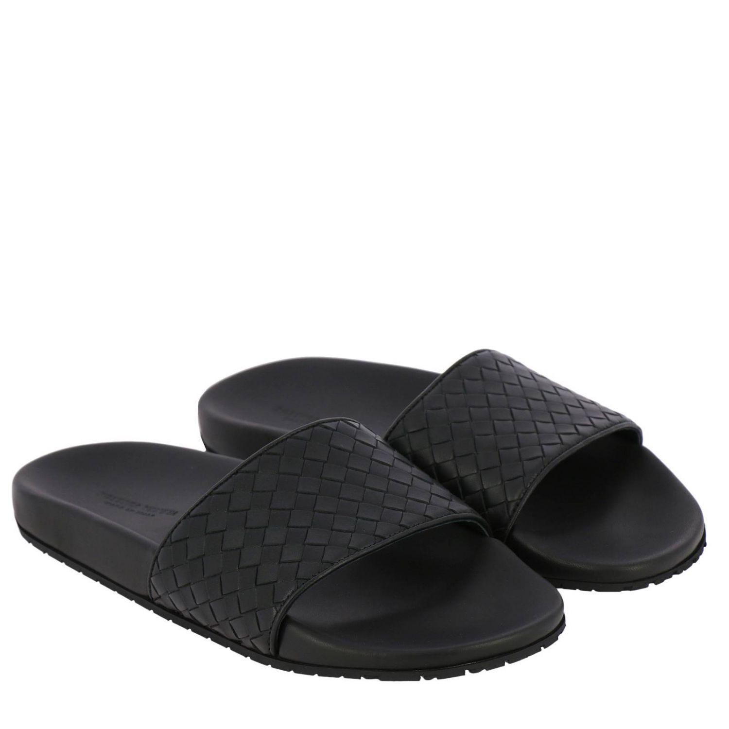 Bottega Veneta Leather Men's Sandals in Black for Men - Lyst