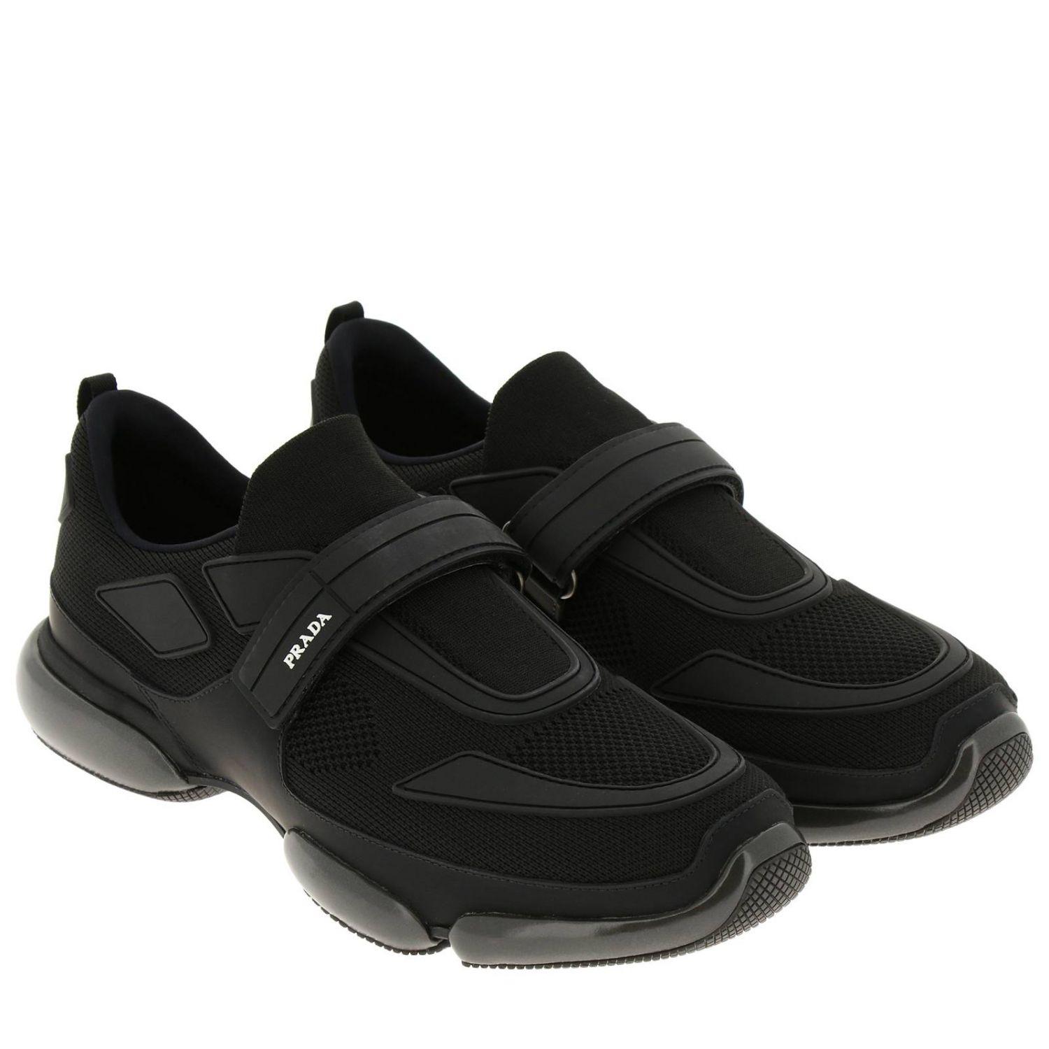 Prada Leather Sneakers Shoes Men in Black for Men - Lyst