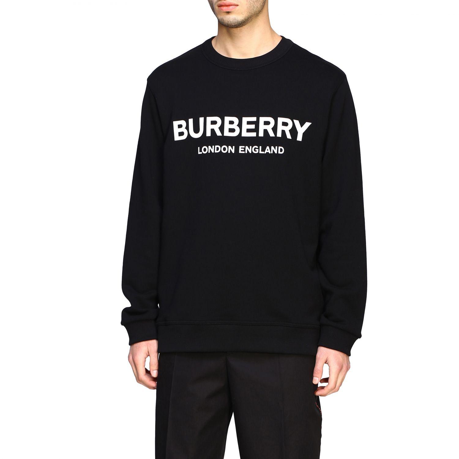 Burberry Crewneck Sweatshirt With Contrasting Logo in Black for Men - Lyst