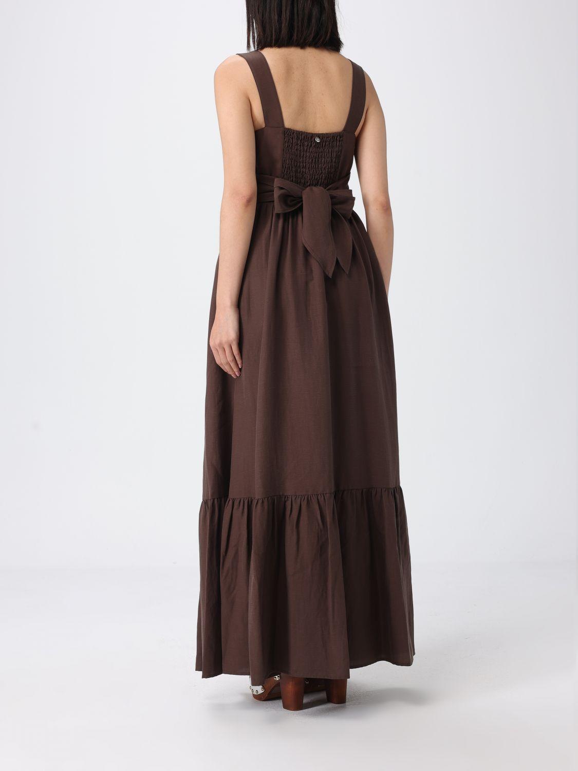 liu jo brown dress Long satin dress colour brown
