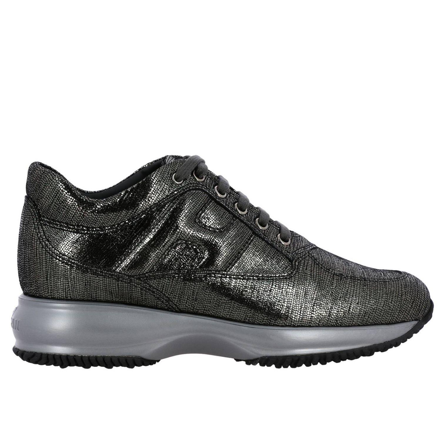 Hogan Sneakers In Laminated Leather With Rounded H in Grey (Gray) - Lyst