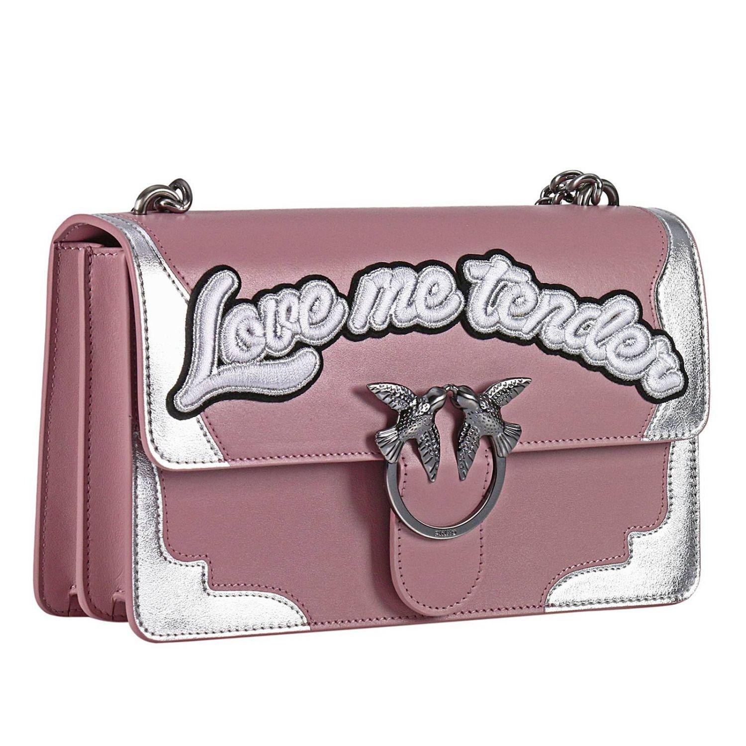 Pinko Love Me Tender Leather Cross-body Bag in Pink - Lyst