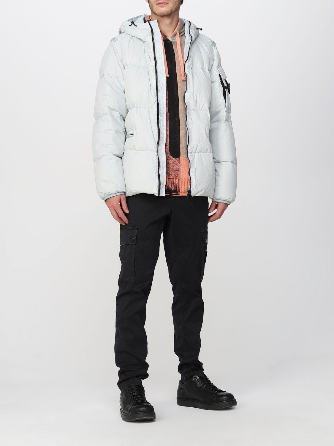 Stone Island Padded Jacket With Logo in White for Men | Lyst