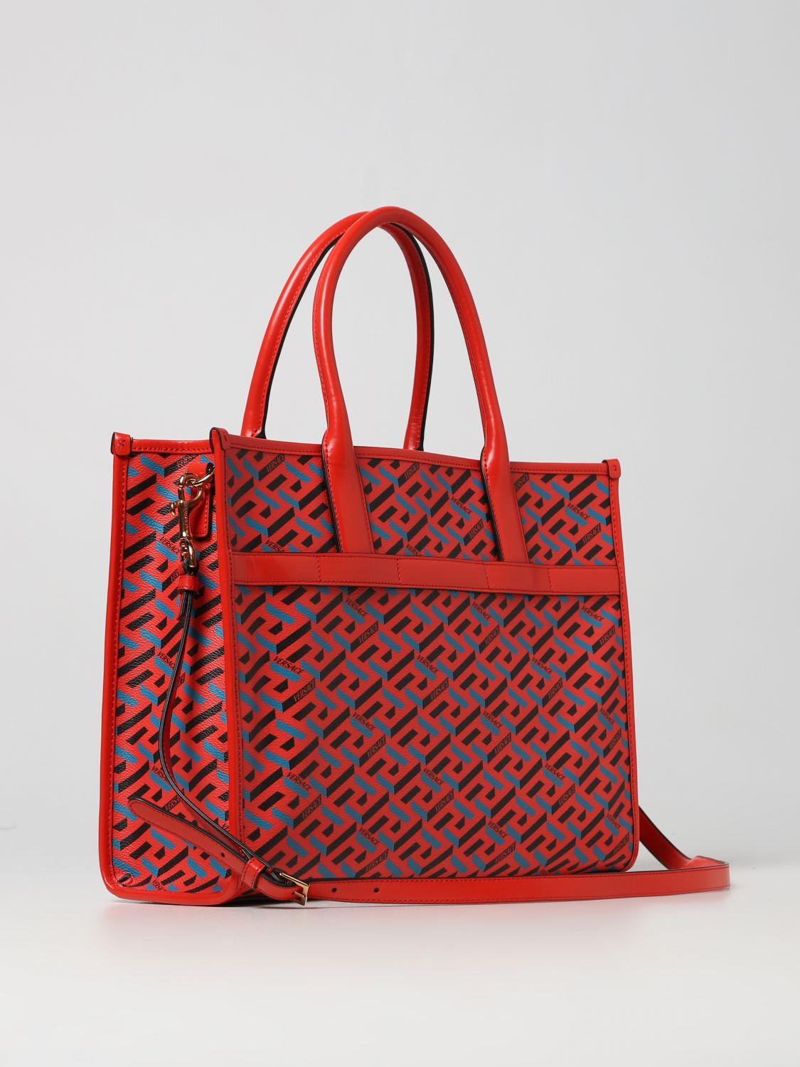 Versace red tote best sale bag