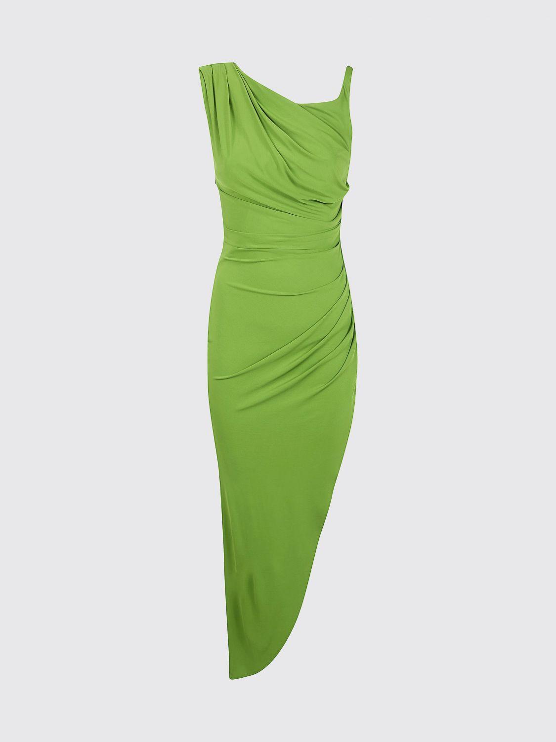 green emerald velvet dress ELISABETTA FRANCHI Women's long green dress in shiny viscose jersey main image 1