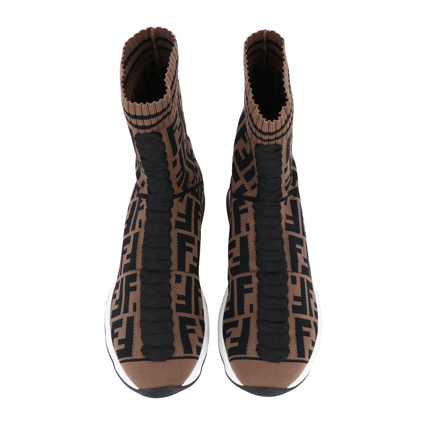 Fendi women s rockoko hotsell high top knit sneakers