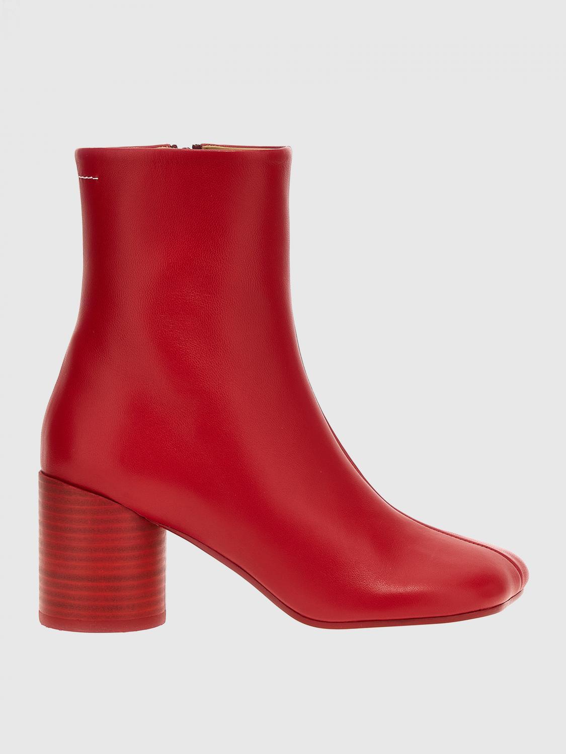 MM6 by Maison Martin Margiela Flat Ankle Boots in Red Lyst