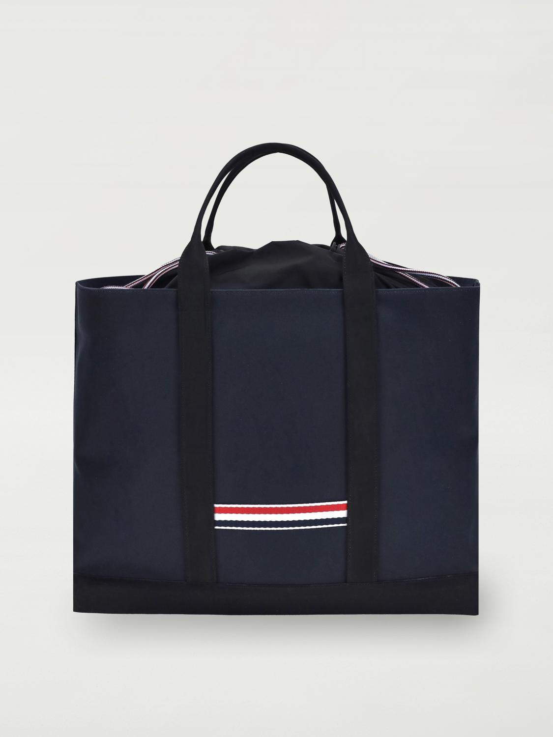 ショルダーバッグ・ポシェット THOM BROWNE CANVAS SHOULDER BAG WITH TRICOLOUR DIAGONAL BAND Thom Browne Canvas Shoulder Bag - Neutrals | Editorialist