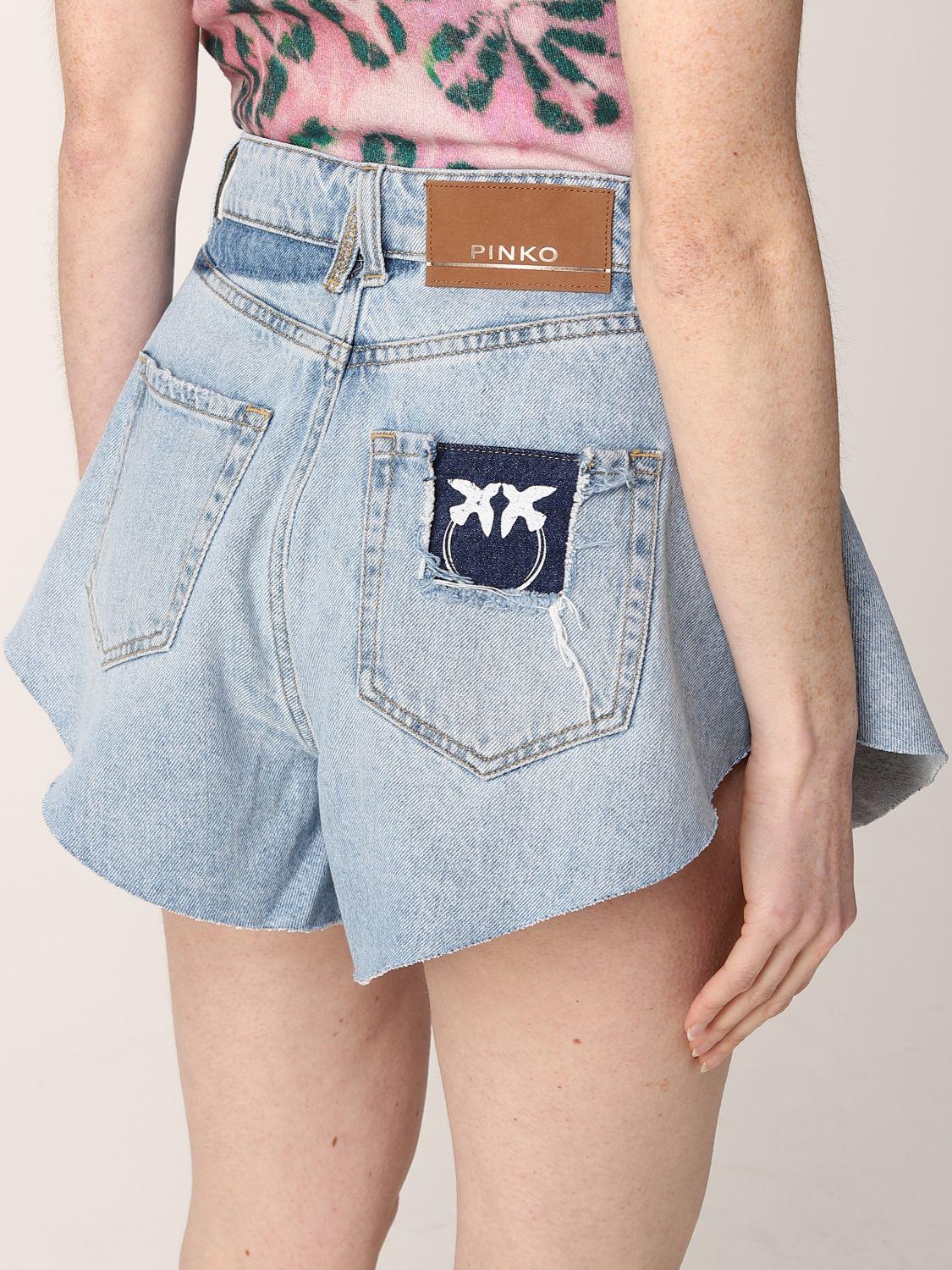 Pinko Shorts In Washed Denim in Blue | Lyst