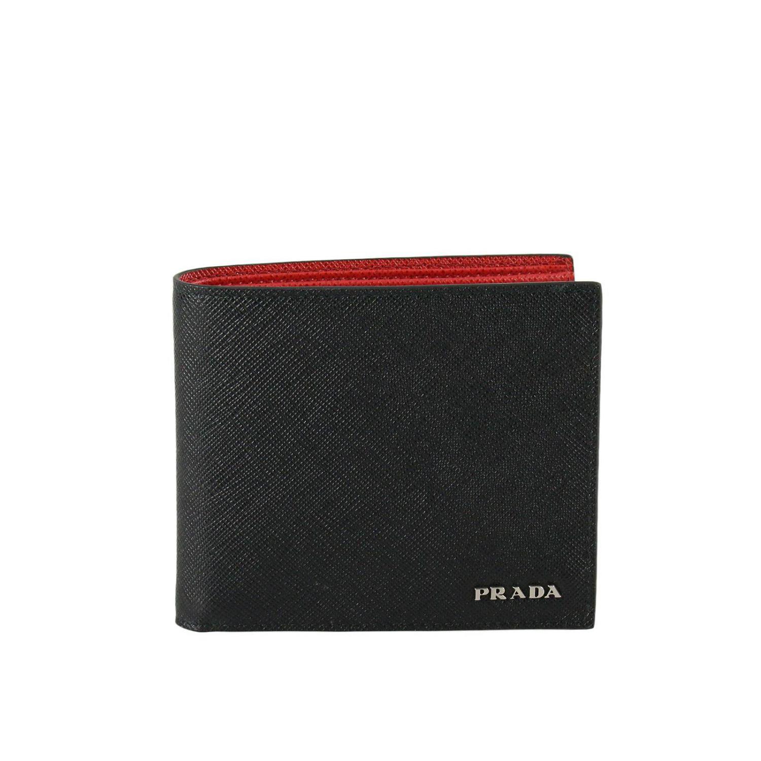 Prada Leather Wallet Men in Black for Men - Lyst