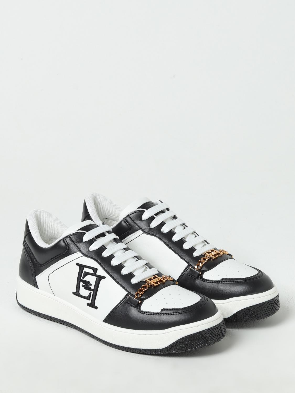 スニーカー ELISABETTA FRANCHI LEATHER SNEAKERS WITH LOGO DETAIL Elisabetta Franchi Woman Leather Sneakers with Double Logo C
