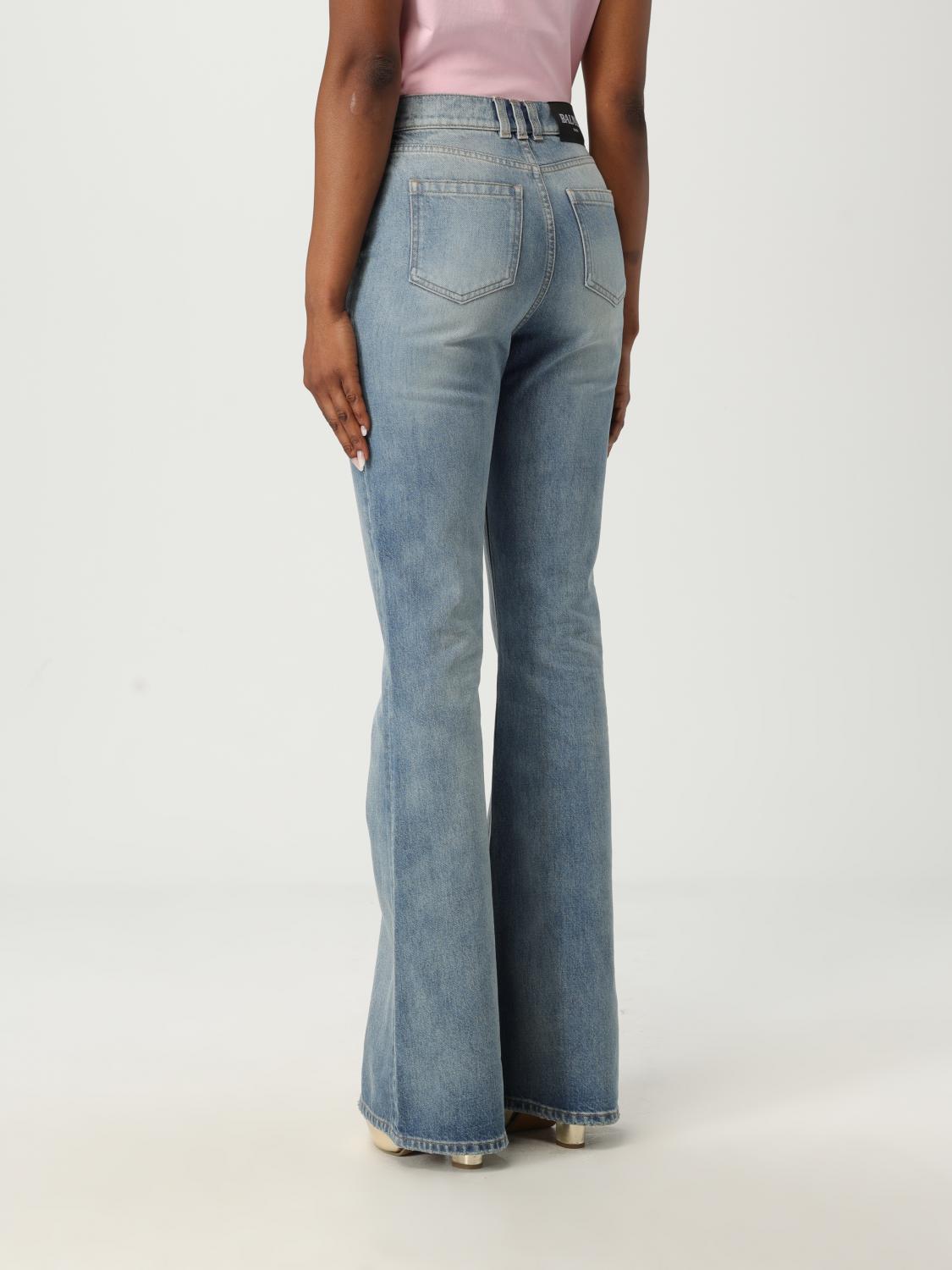 パンツ BALMAIN Woman Pants Blue FF1MJ116DF79 6FC Flared-fit denim jeans - Women | BALMAIN