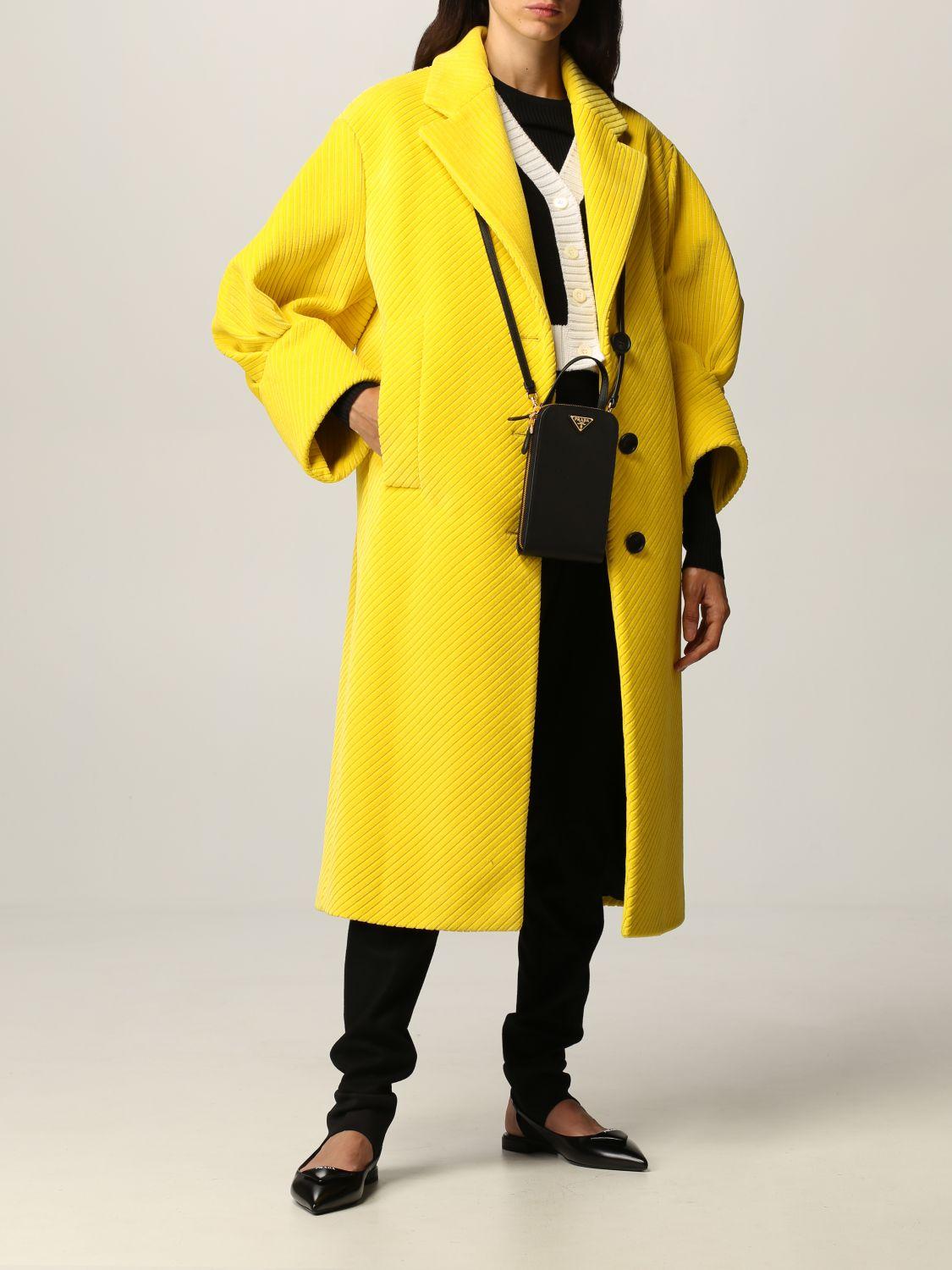 strottenhoofd eeuw mannelijk Prada Corduroy Coat in Yellow | Lyst