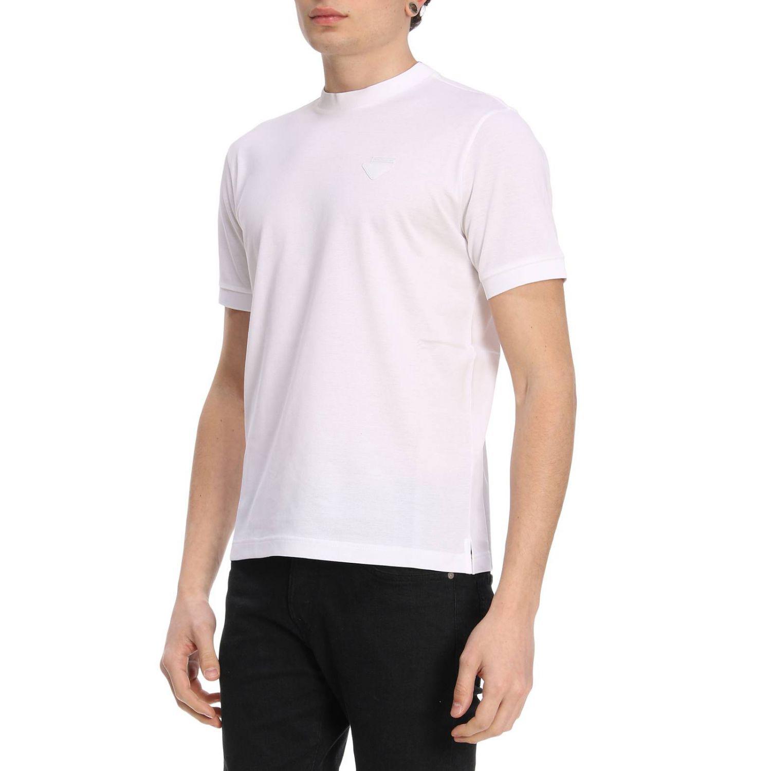 Prada Cotton T-shirt Men in White for Men - Lyst