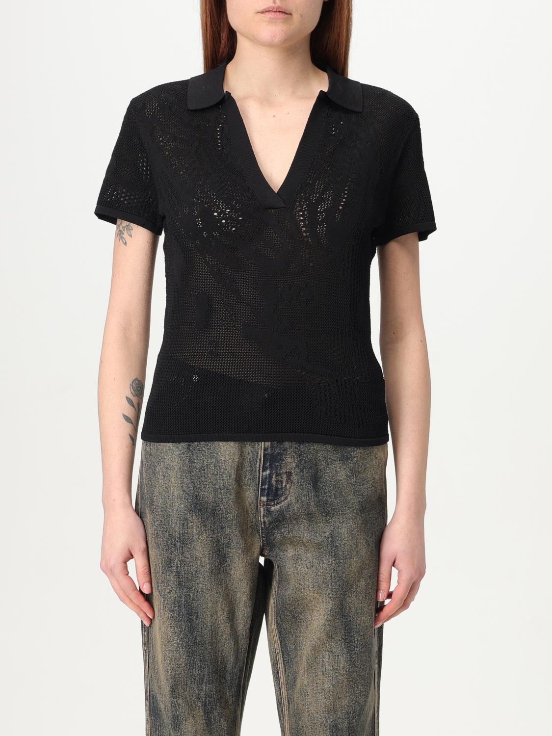 Tシャツ・カットソー DAILY PAPER Woman Polo Shirt Black 2511107 BLACK Tシャツ・カットソー DAILY PAPER Woman Polo Shirt Black