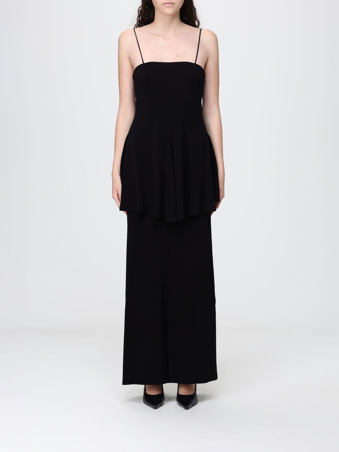black satin wrap maxi dress Starred | Black High-Neck Maxi Dress With Satin Wrap-Skirt And Embellished Cuffs